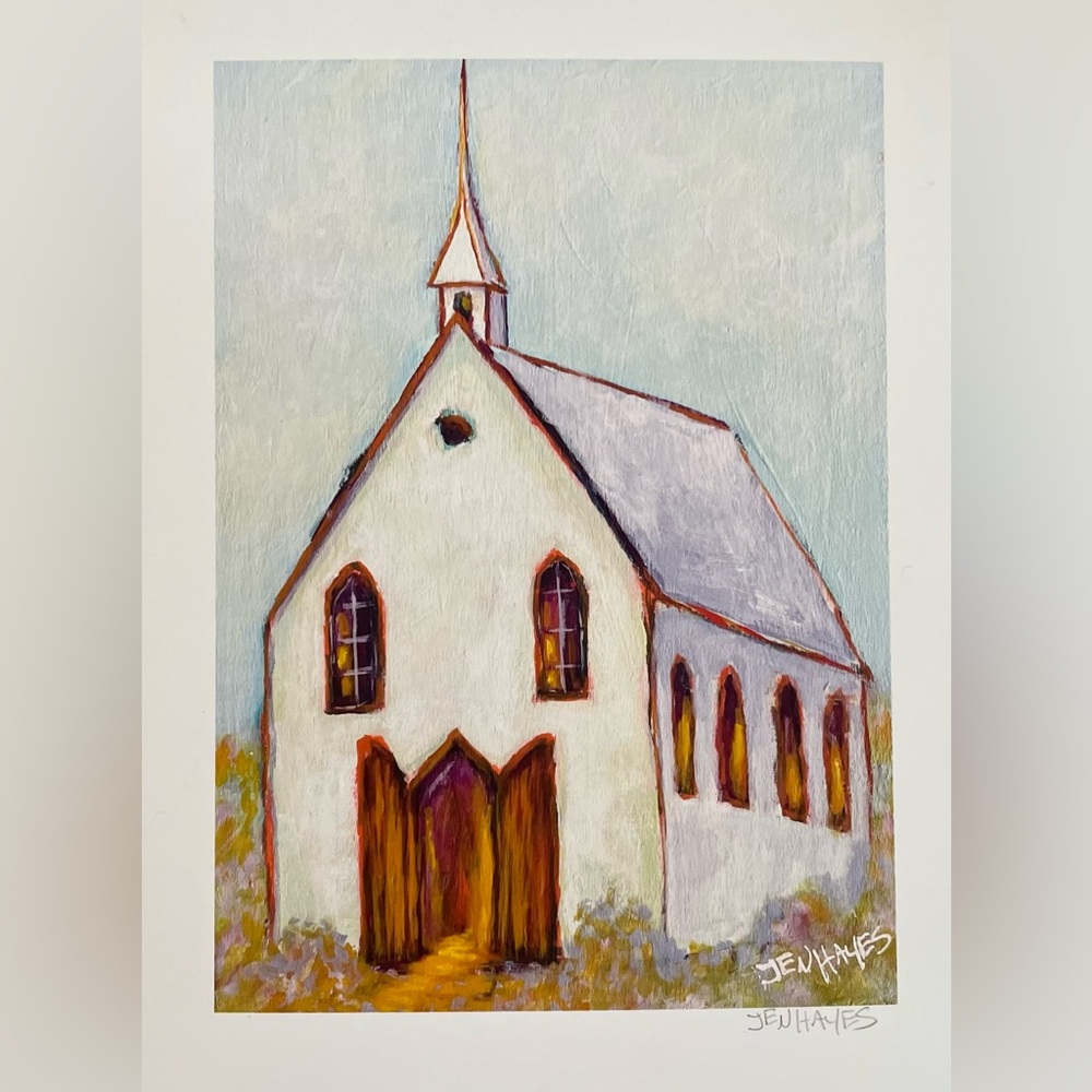 5x7 signed fine art print only,Church Wall Art comes framed in white matte board